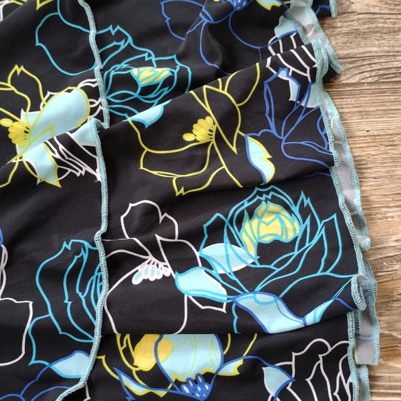 Colorful Floral Flowy Ruffly Layered Skirt Swim Suit Cover - Picture 4 of 7